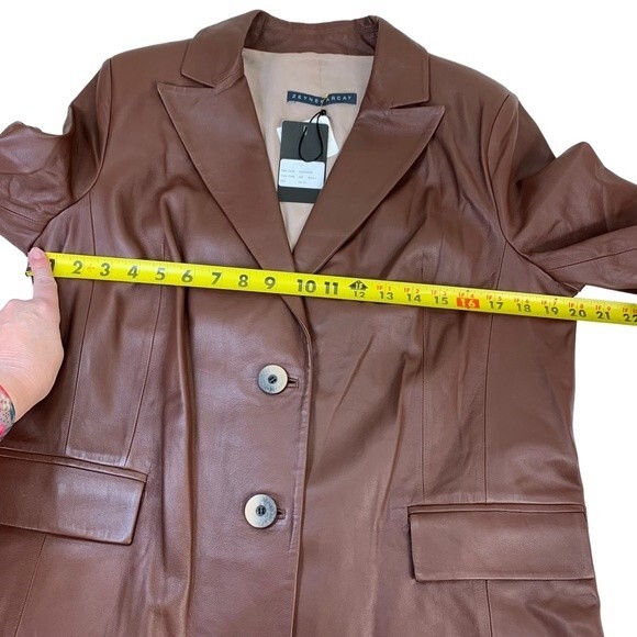 NWT Zeynep Arcay Seventies Brown Blazer Lamb Leather Jacket 10 - Picture 6 of 11